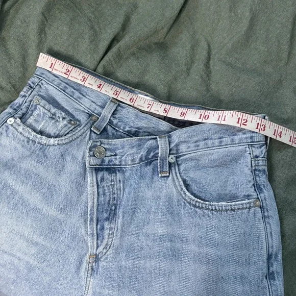 Revolve Agolde‎ Criss Cross Jeans Womens 24 Light Wash Made USA Flawed - Picture 5 of 15